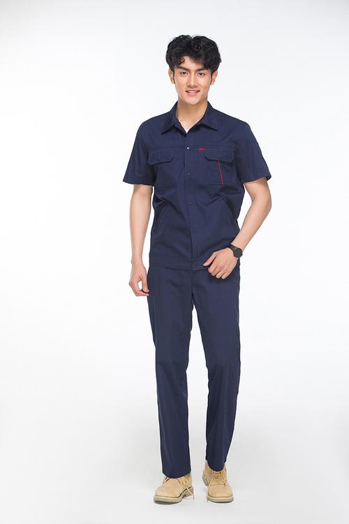 夏季全棉短袖工作服套装批发定制纯棉时尚短袖生产车间工作服套装